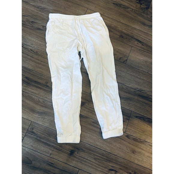 Love Tree Pants - Love Tree Los Angeles White Linen Blend Jogger Pants Drawstring Size Small